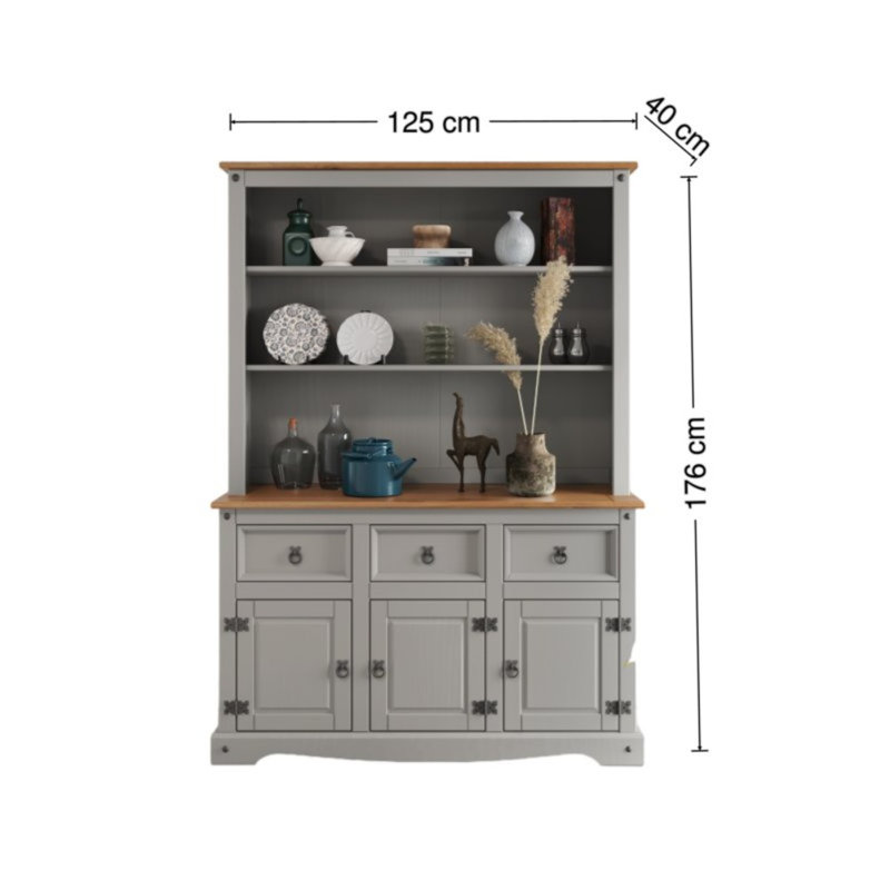 Tess 125cm Sideboard with Bar Hutch, Grey