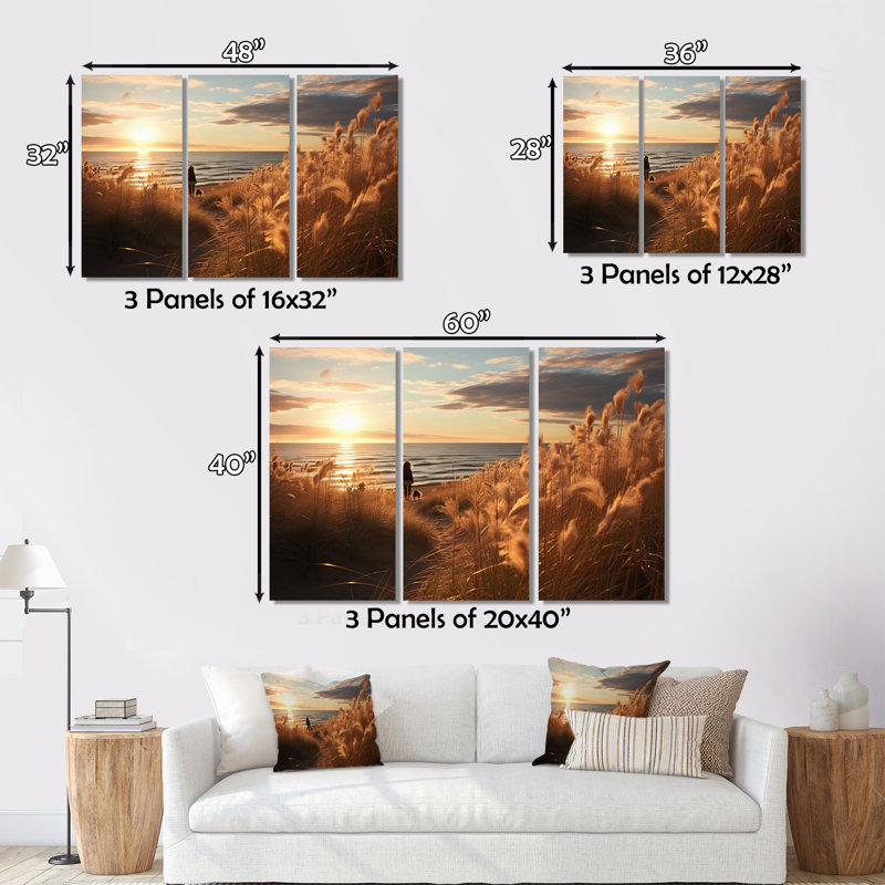 Golden Sands A Envoûtant X sur toile, 3 pièces, H 28 po x l 36 po x P 1 po
