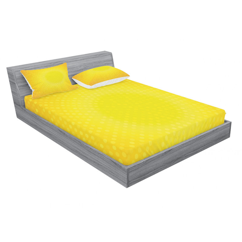 Ensemble de draps Illustration avec cercle en tons de pois, Ensemble de draps pour lit double avec 2 taies d'o
