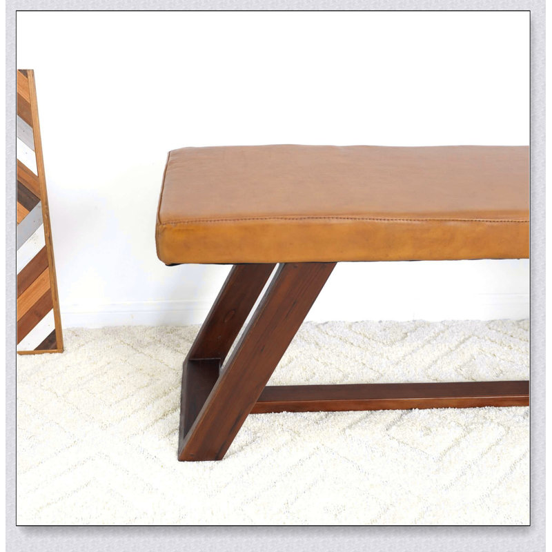 Banc en cuir véritable Marley au design simple, confortable et durable, banc multifonctionnel