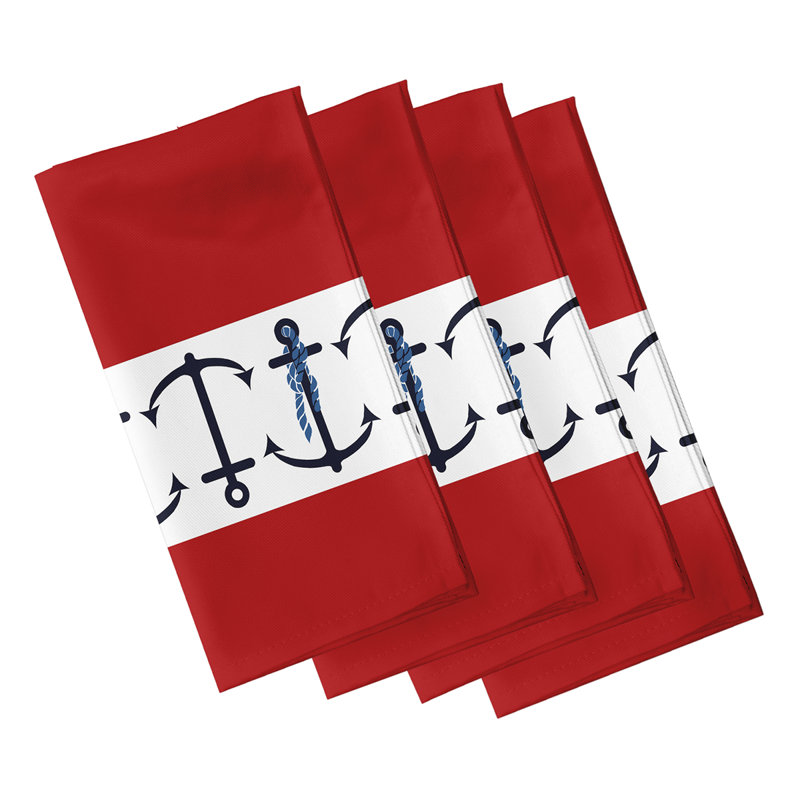 Hancock Polyester Nautical Square Napkin, Red