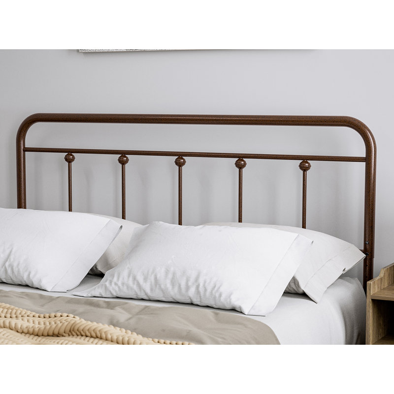 August Grove® Metal Headboard - Adjustable Height - Farmhouse Victorian Style, Brown, Queen