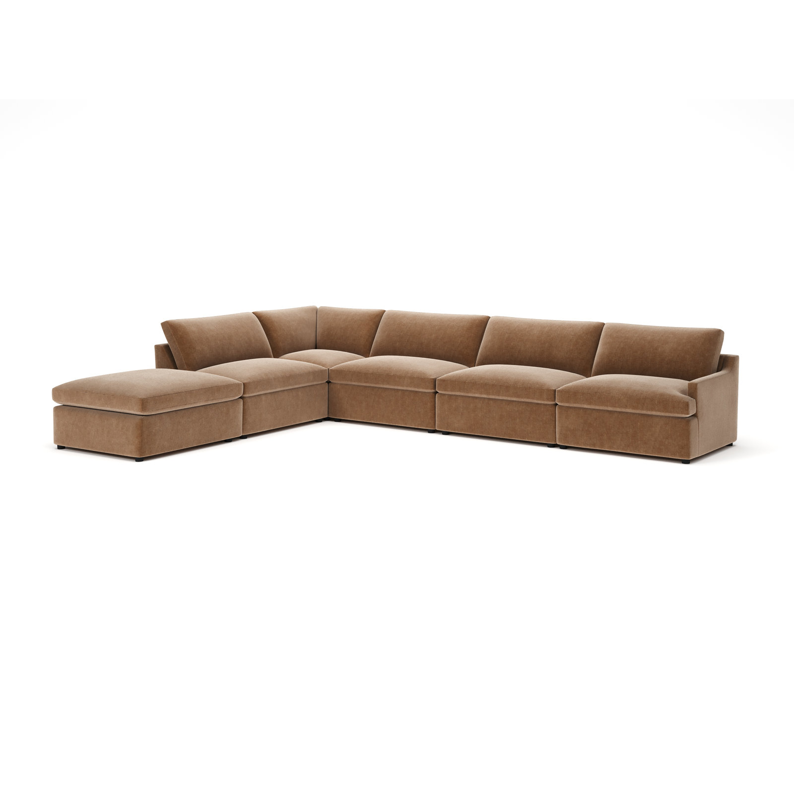 Essex 6-Piece Upholstered Modular Sectional, Left Hand Facing, Andrew Cognac Performance Chenille