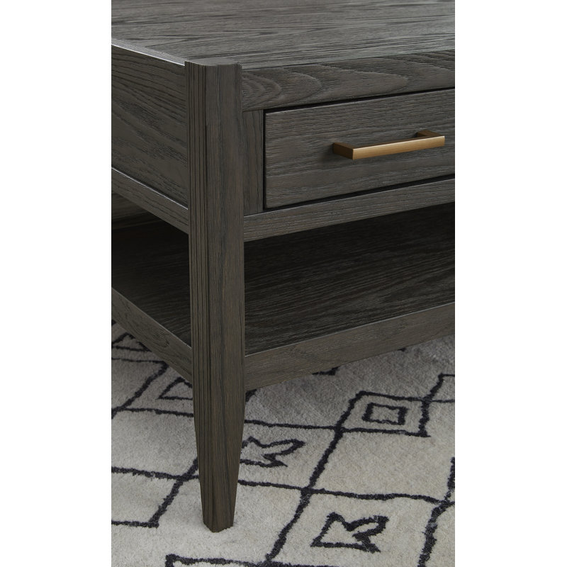 Table de bout rectangulaire Eyvan en bois espresso et placage de chêne, H 24 po x l 18 po x P 24 po