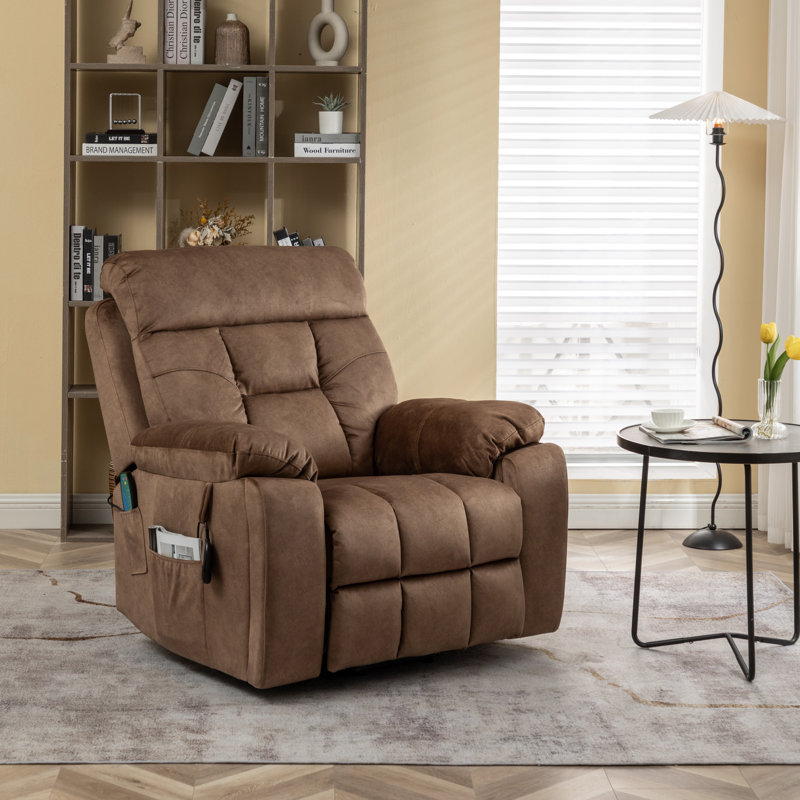 Fauteuil inclinable électrique lève-personne de 40,94 po Chiraag, Mélange de polyester brun