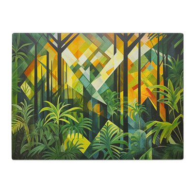 Jungle Geometric  Glass Chopping Board
