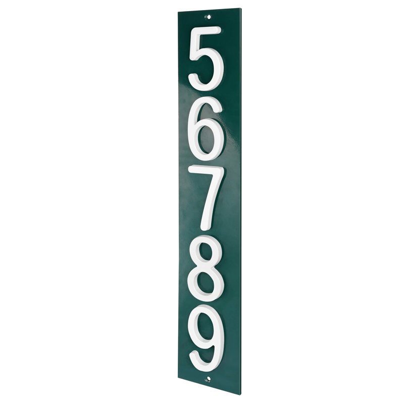 Plaque d'adresse verticale en aluminium Royal Shade, Vert, Blanc, Oui