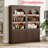 Wooden Storage Cabinet With Arched Design, Display Cabinet With LED Lighting, Large Capacity & Waterproof Surface-121515904
