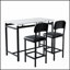 Ensemble de table de salle à manger 3 pièces à hauteur de bar avec 2 chaises rembourrées pour les petits espaces et les appartements modernes, pour le petit déjeuner et le pub-2001371415