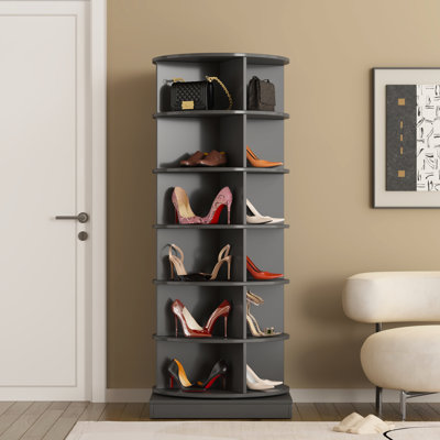 Grey 360 Rotating Shoe Storage Compartment , 6 Layers, Saves Area, For Family, Elegant Chest, Space, Ideal For Families, Stylish Finish
