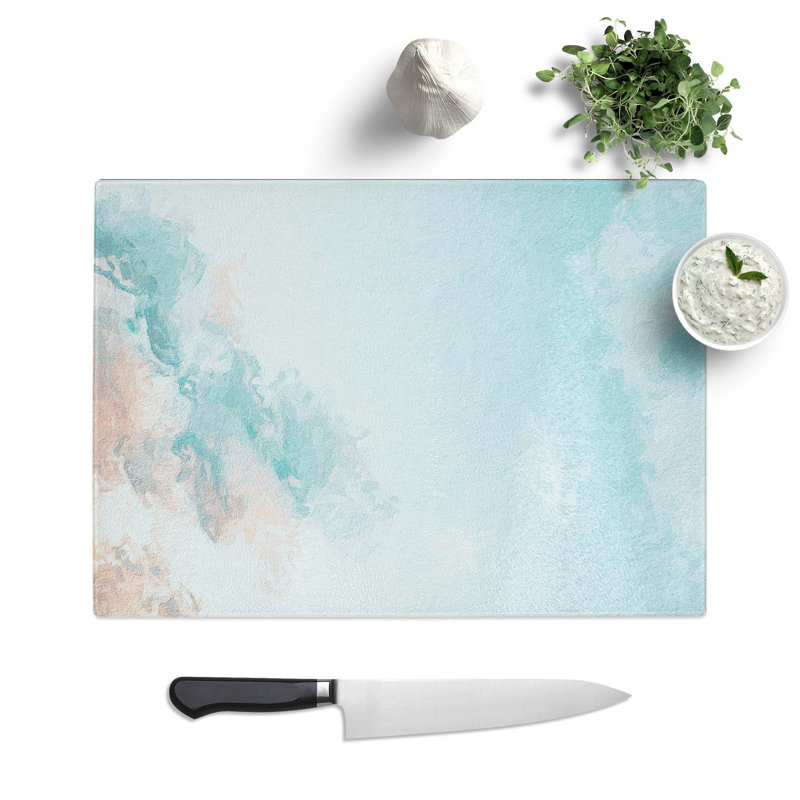 Tempered Glass Kissed Clouds Chopping Board, 39 cm W x 28.5 cm L
