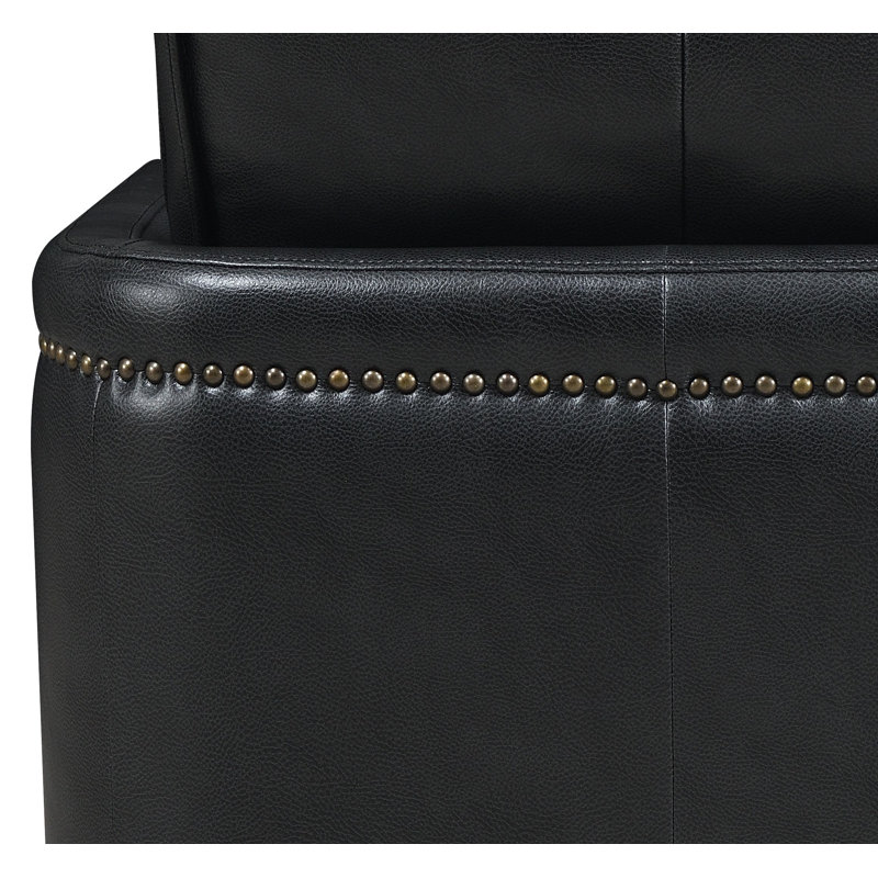 Coleigh Swivel Accent Chair ACCENT CHAIR, Black Leather