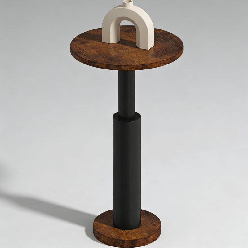 Ensemble de 2 tables d'appoint à piédestal rondes, tables de bout décoratives avec pieds en bois massif pour le salon, la chambre à coucher et les petits espaces