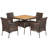 Akyrie 4 - Person Acacia Wicker Patio Dining Set with Square Table , Cushions Included