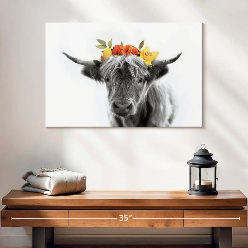 Brampt Pop Flower Crown Cow, 16" H x 24" W