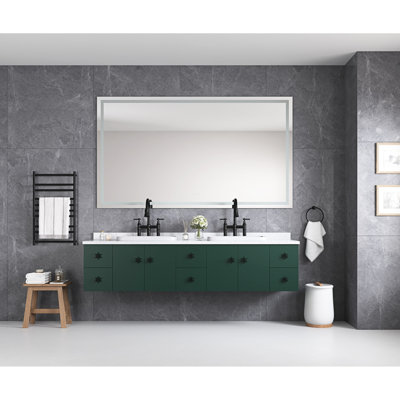 84"x40" Dimmable Led Bathroom Mirror With Fog, 3colors, Memory, Optimize Fascinating Makeup, Skincare And Shaving Once More Large Construct Ideal Space