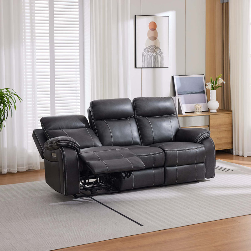 Ryansh 3 Seater Faux Leather Electric Reclining Sofa