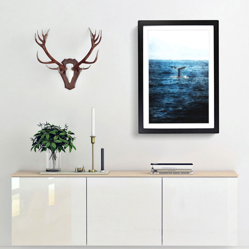 Blue Whale - Picture Frame Graphic Art Print, Black Framed, 33cm H x 24cm W x 2cm D