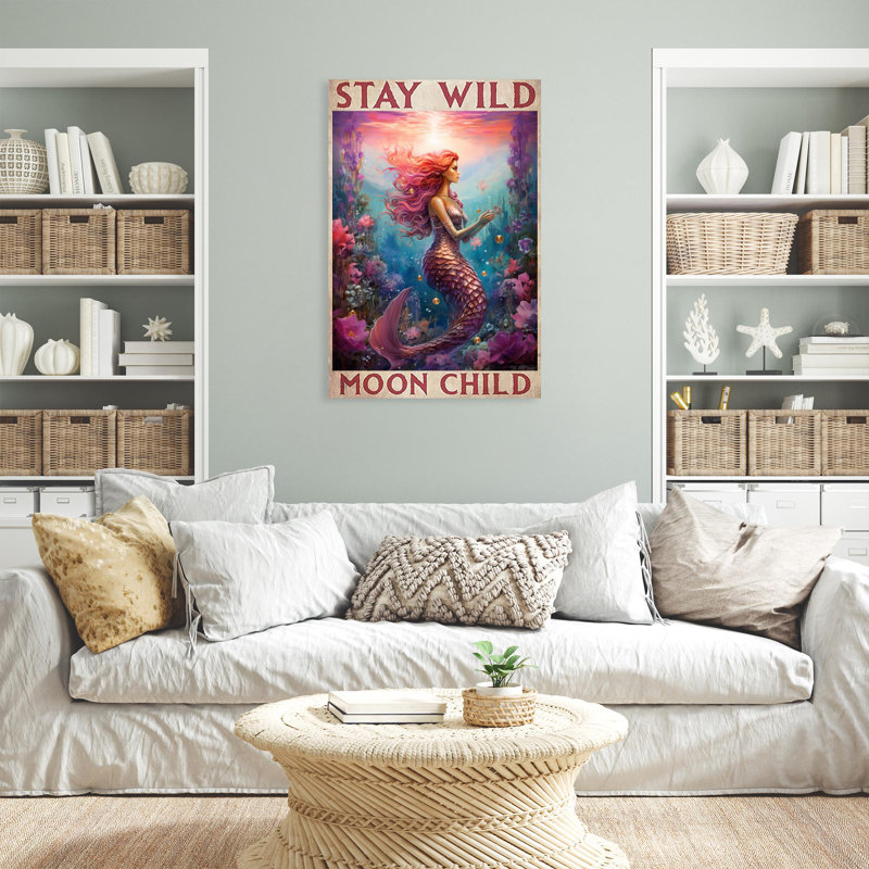 Mermaid Stay Wild Moon Child, H 20 po x l 16 po x P 1,25 po