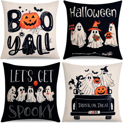Ghost Halloween Decor - Coussins décoratifs de 18 x 18 po, ensemble de 4 taies d'oreiller Spooky Gothic