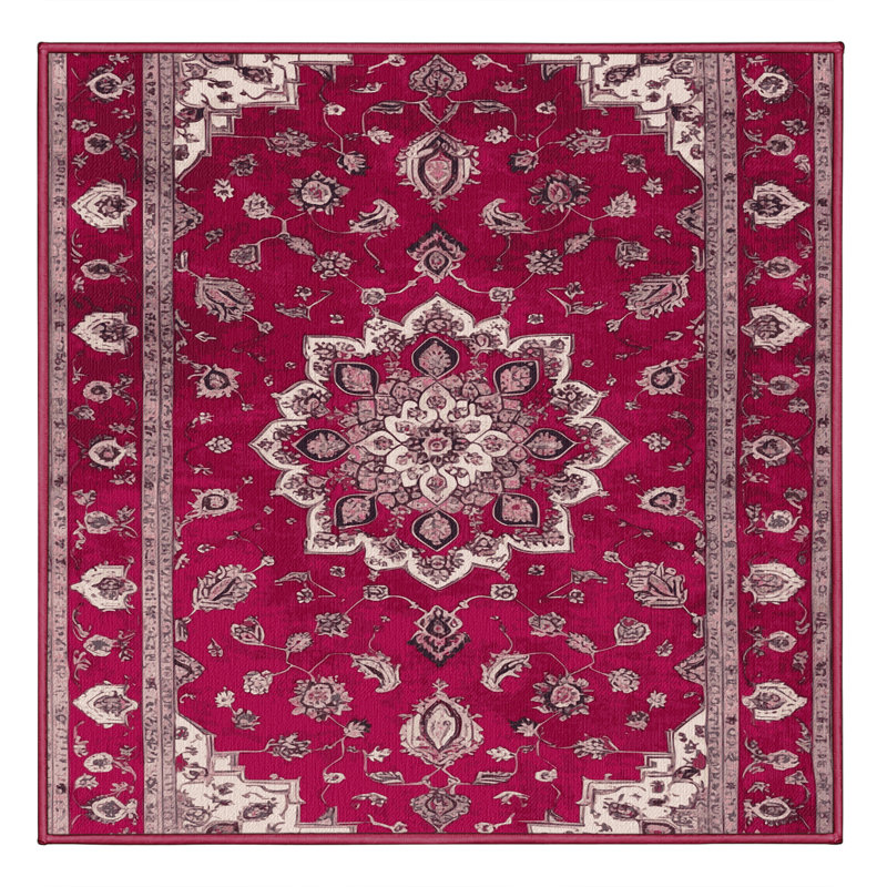Tapis mauve lavable à la machine Tabriz, Carré 6 pi