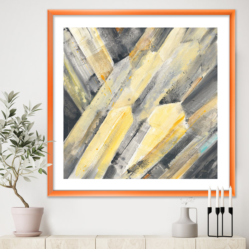 « geometric beige glacier », reproduction d’image sur toile, H 16 po x l 16 po x P 1 po, Cadre orangé, Blanc