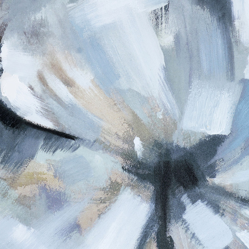 39,5 po x cadre carré en or moderne, peinture à l'huile sur fleur, élément abstrait gris-bleu, tendeur sur châssis en bois, 40% art sur toile et photo,