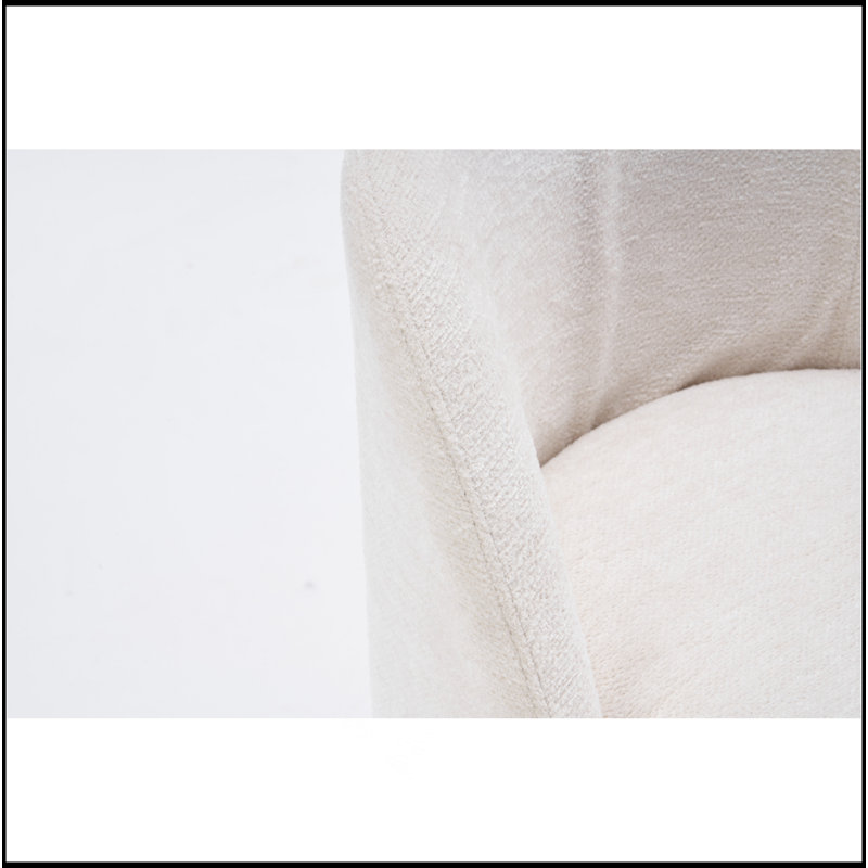 Ensemble de 2 chaises de salle à manger en chenille avec roues universelles, beige