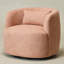 Fauteuil pivotant Bolton Coral de 34 po de large, recouvert de lin texturé tissé-1227608946