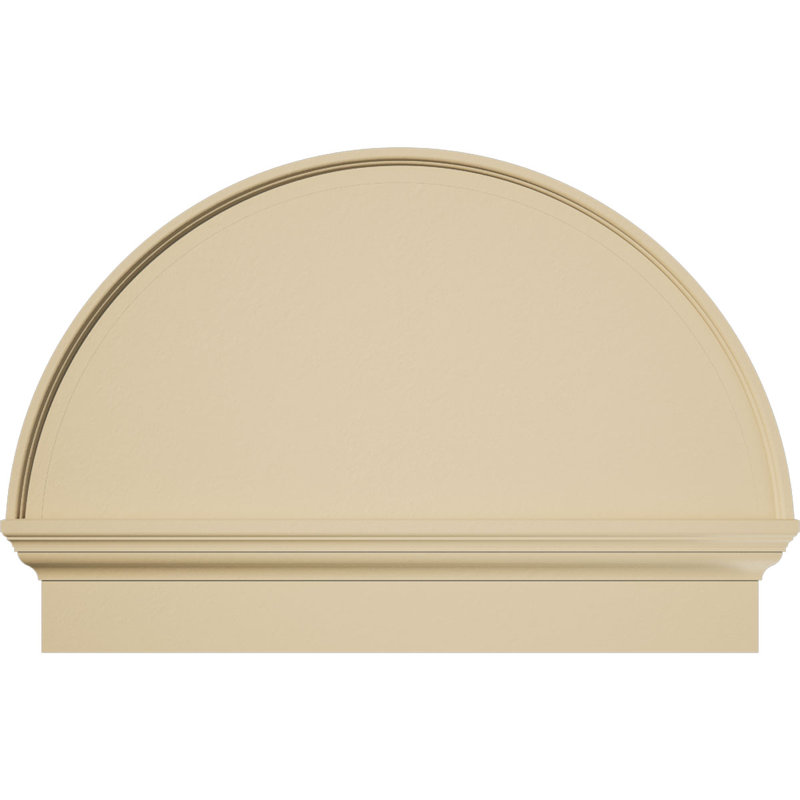 Half Round Signature Urethane Pediment, Primed Tan, 32" x 22.75" x 2.75", Combination, Smooth