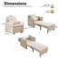  Fauteuil convertible 3-en-1 en lin 87 po avec dossier réglable et sac de rangement-708993983