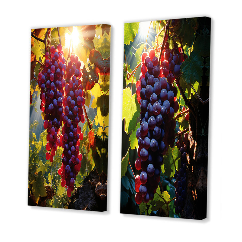 Coucher de soleil sur un vignoble à Rhones - ensemble de salon Vineyard, Toile tendue, H 28 po x l 25 po