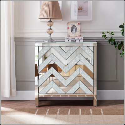 Stylish Storage Accent Cabinet With Mirror Trim, Perfect For Adding Glamour And Functionality To Any Room.