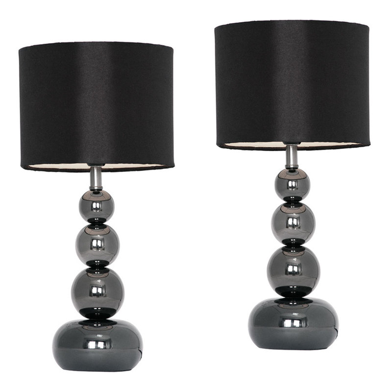 Ettinger Metal Table Lamp, Black Chrome, Black