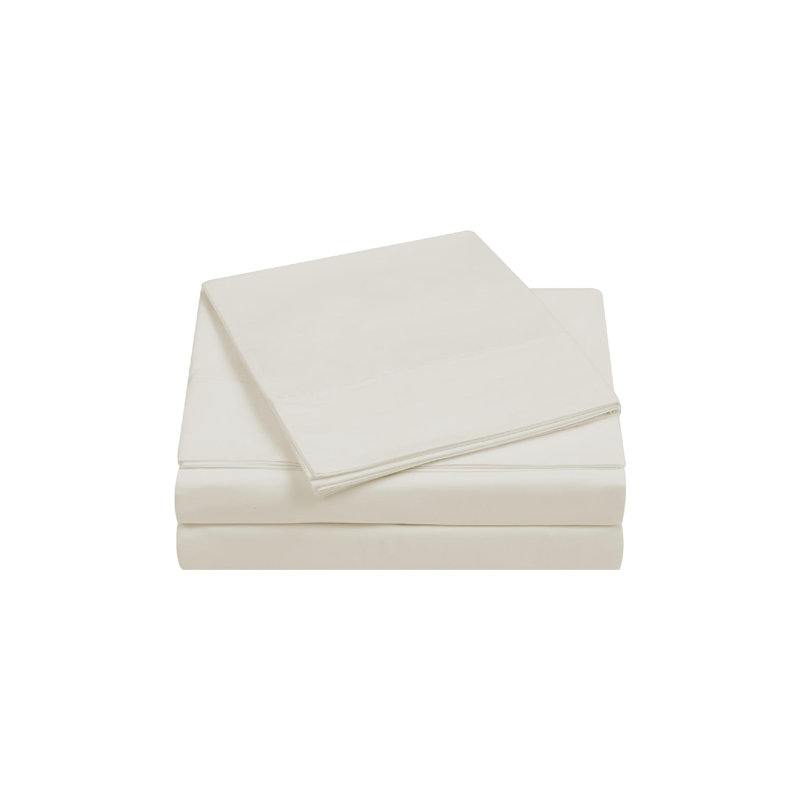 Ensemble de draps en percale 100% coton 400 fils Charisma, Blanc, Double