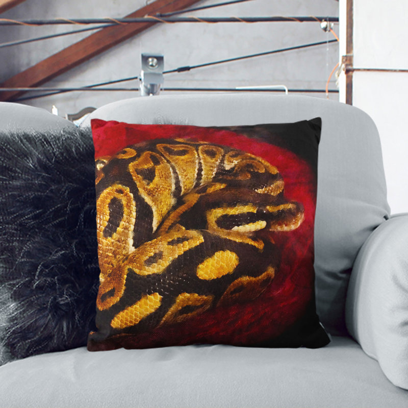 Python Snake Painting Square Throw Cushion, 55cm H x 55cm W x 20cm D