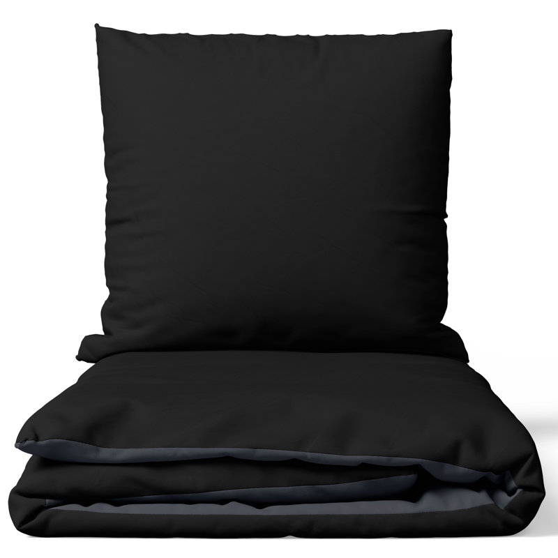 Reana Bedding, 135 x 200 cm - 1 Pillowcase (80 x 80 cm), Black