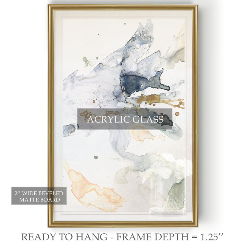 Organique entrelacé II - reproduction d'art sur toile, H 18,5 po x l 24,5 po, Impression encadrée, Doré