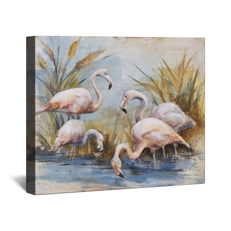 Flamants dans l'eau, toile tendue dans de nombreuses tailles, 20 po x 30 po