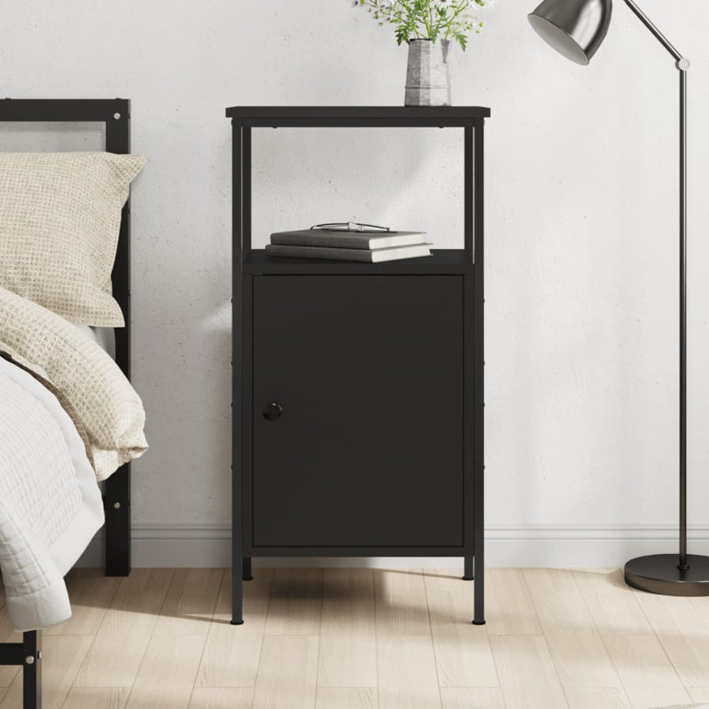 Hedger 41cm W Iron Bedside Table, Black, Individual