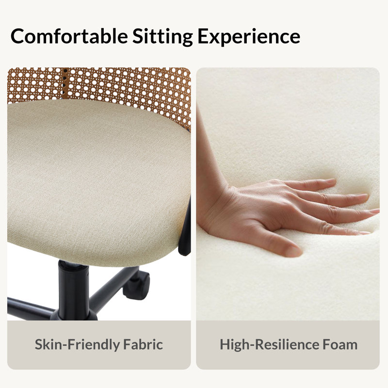 Clarrisa Mid-Century Modern Office Chair with Arc-Shaped Back, Linen