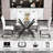 47.24" Rectangular Clear Tempered Glass Dining Table-390650266