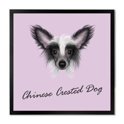 " Portrait Of Chinese Crested Dog On Pink " Painting Print
