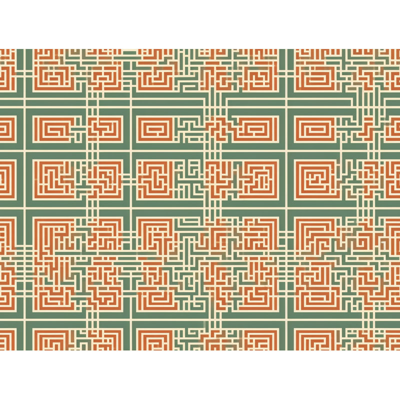 Machine Printed Throw Blanket, Geometric, Twin, Green/Orange