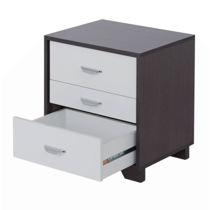 3-Drawer Rectangular Accent Table High End Table, White/Brown