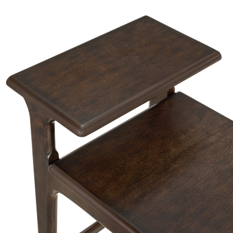 Mid-Century Modern Tiered Chairside End Table, Espresso