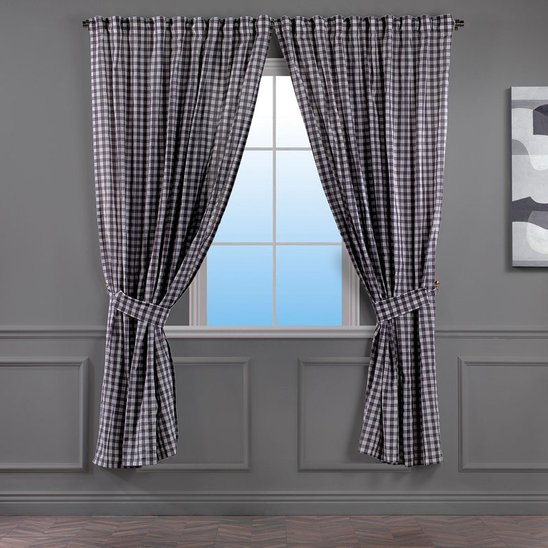 Rideau en polyester , Gris / blanc, L 36 po x H 63 po