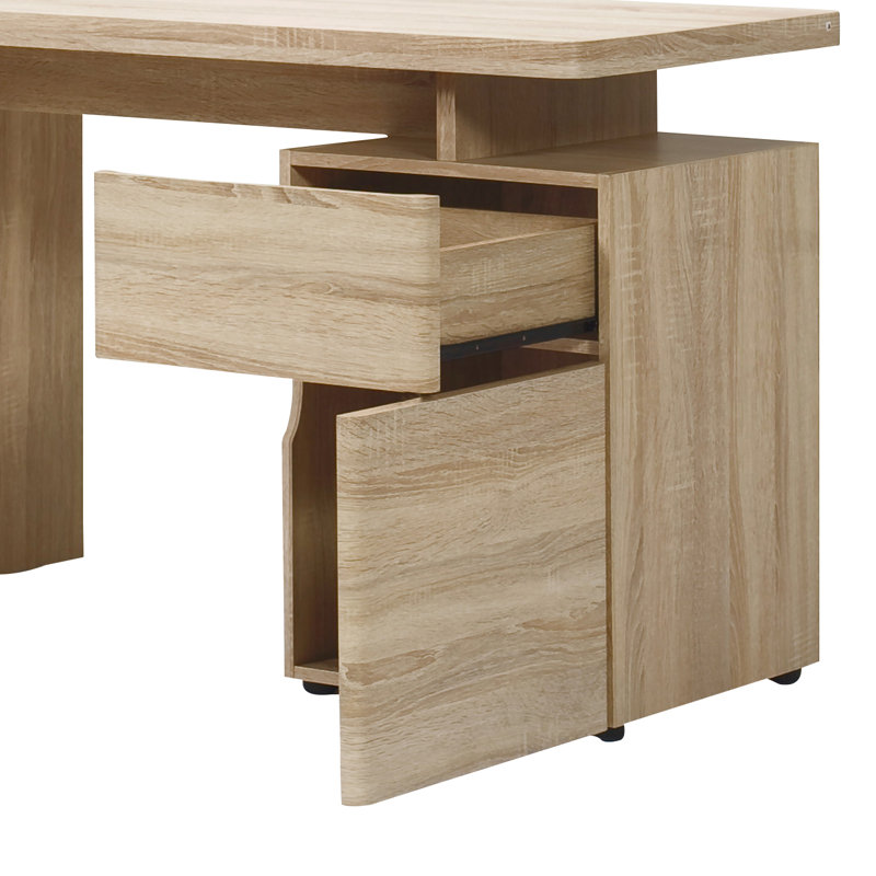 Bureau d'écriture rectangulaire avec armoire de rangement 47,24 po Cuuba, Chêne scié brut