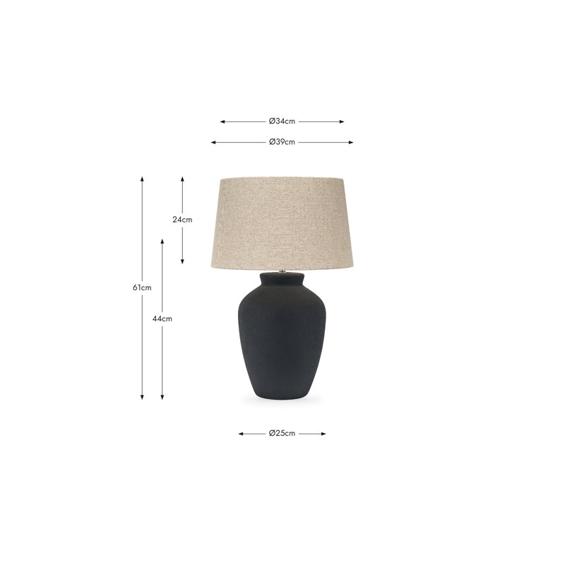 Areia Black Sand Textured Ceramic Table Lamp