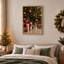 Arbre vert avec des cadeaux rouges et des décorations dorées, art mural de Noël-860898446